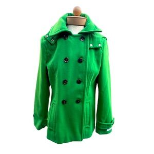 Calvin Klein Green Trench Coat with Wide Lapel